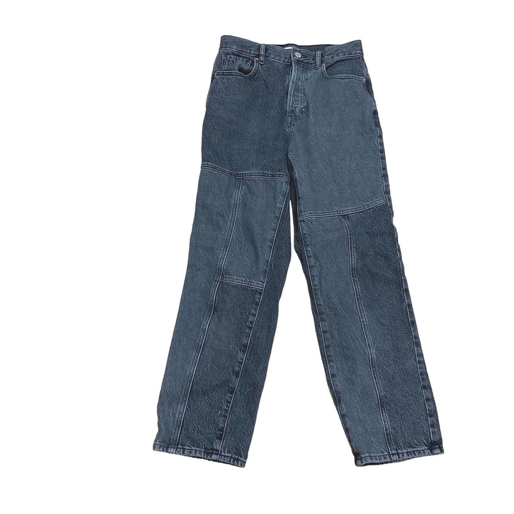 Pac Sun‎ Woman's Gray Button Up Denim High Rise Jeans Straight Leg 26" X 25.5"